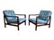 Fauteuils Jacquard Modèle B-7752 Bleus par Zenon Bączyk, Pologne, années 60, Set de 2 1