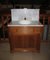 Mobiletto da toeletta vintage in legno e marmo con lavabo, Immagine 1