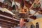 Lámpara de techo vintage de madera y latón, años 40, Imagen 4