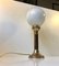 Vintage Scandinavian Opaline Glass and Brass Table Lamp, 1970s, Image 3
