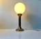 Vintage Scandinavian Opaline Glass and Brass Table Lamp, 1970s, Image 2
