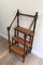 Antique French Wood and Leather Library Step Ladder, 1900s 1