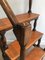 Antique French Wood and Leather Library Step Ladder, 1900s 5