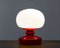 Lampe de Bureau Rouge et Blanche en Verre Opalin, années 60 3