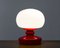 Opaline Glass Red and White Table Lamp, 1960s 3