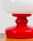 Lampe de Bureau Rouge et Blanche en Verre Opalin, années 60 4