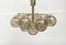 Mid-Century Brass & Smoked Glass Chandelier 1