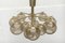 Mid-Century Brass & Smoked Glass Chandelier 18