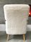 Fauteuil Art Déco Vintage en Peau de Mouton Blanc et Bois Courbé 5