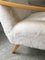 Butaca Art Déco vintage de piel de oveja blanca y madera curvada, Imagen 7