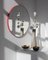 Runder Orbis Spiegel mit Gitter & rotem Rahmen von Alguacil & Perkoff Ltd 5