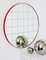 Runder Orbis Spiegel mit Gitter & rotem Rahmen von Alguacil & Perkoff Ltd 4