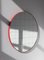Großer Orbis Spiegel mit rotem Rahmen & geätztem Gitter von Alguacil & Perkoff Ltd 1