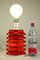 Mid-Century Tischlampe aus rot lackiertem Stahlblech 9