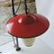 Mid-Century White and Red Glass, Metal, and Brass Ceiling Lamp 3