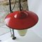 Mid-Century White and Red Glass, Metal, and Brass Ceiling Lamp, Image 3