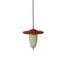 Lampada da soffitto Mid-Century in vetro bianco e rosso, metallo e ottone, Immagine 2