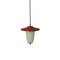 Mid-Century White and Red Glass, Metal, and Brass Ceiling Lamp, Image 2