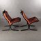 Norwegian Red Leather Siesta Lounge Chairs by Ingmar Relling for Westnofa, 1960s, Set of 2 3