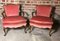 Mid-Century English Oak and Pink Velvet Lounge Chairs, Set of 2 1