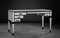 White Finished 4-Draw Asymmetrical Desk with Dark Accents by Jacobo Ventura for CA Spanish Handicraft, Image 1