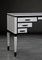White Finished 4-Draw Asymmetrical Desk with Dark Accents by Jacobo Ventura for CA Spanish Handicraft, Image 3