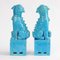 Mid-Century Chinese Turquoise Foo Dog Figurines, Set of 2 4