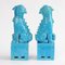 Türkisfarbene chinesische Mid-Century Foo Hund Figuren, 2er Set 4