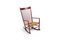 Burgundy J16 Rocking Chair by Hans Wegner, 1944, Image 5