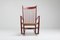 Burgundy J16 Rocking Chair by Hans Wegner, 1944, Image 6