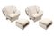 Cream Wool Lounge Chairs with Ottomans, 1970s, Set of 2 1