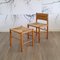 Pine and Rush Chair with Stool, 1960s, Set of 2 1