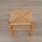 Pine and Rush Chair with Stool, 1960s, Set of 2 8