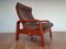 Danish Teak & Leather Lounge Chair from HS Design, 1980s 1