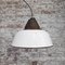 Lámpara colgante industrial de esmalte blanco y hierro fundido, años 50, Imagen 4