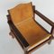 Wood and Leather Safari Lounge Chair, 1970s 5