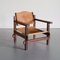 Wood and Leather Safari Lounge Chair, 1970s, Image 1