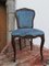 Französische Esszimmerstühle aus Mahagoni & blauem Samt, 1930er, 4er Set 1