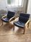 Divano e sedie in pelle nera e legno di faggio, anni '60, set di 3, Immagine 31