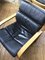 Divano e sedie in pelle nera e legno di faggio, anni '60, set di 3, Immagine 41