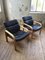 Sofá y sillas de cuero negro y madera curvada, años 60. Juego de 3, Imagen 19