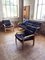 Divano e sedie in pelle nera e legno di faggio, anni '60, set di 3, Immagine 11