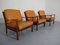 Poltronas de cuero y sofá de palisandro, años 60. Juego de 4, Imagen 4