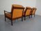 Poltronas de cuero y sofá de palisandro, años 60. Juego de 4, Imagen 9