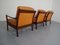 Sofa mit Gestell aus Palisander & Lehnstühle mit Lederkissen, 1960er, 4er Set 9