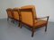 Sofa mit Gestell aus Palisander & Lehnstühle mit Lederkissen, 1960er, 4er Set 8