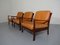 Poltronas de cuero y sofá de palisandro, años 60. Juego de 4, Imagen 60