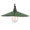 French Green Enamel Ceiling Lamp, 1950s, Image 1