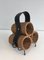 Black Lacquered Metal, Rattan and Faux Leather Bottles Rack, 1970s 10