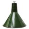 Lampe à Suspension Industrielle en Émail Vert, 1950s 1
